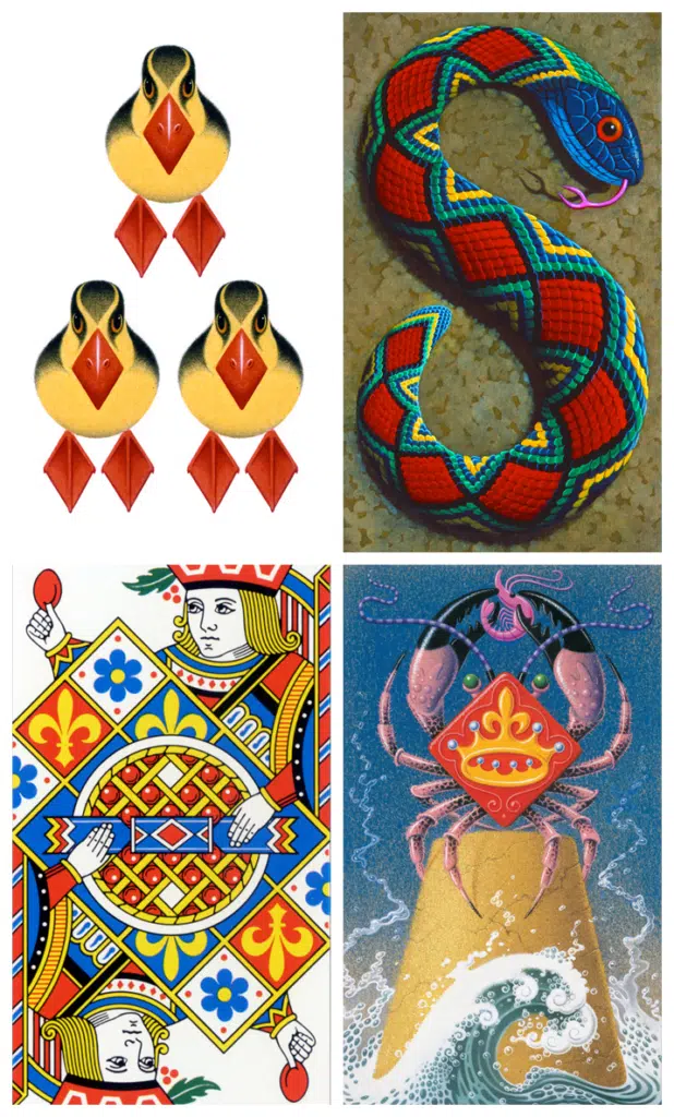 4 illustrations for playing cards
