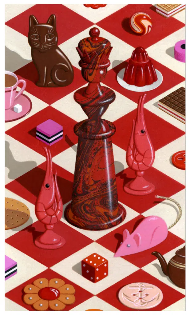Illustration of a colourful chessboard