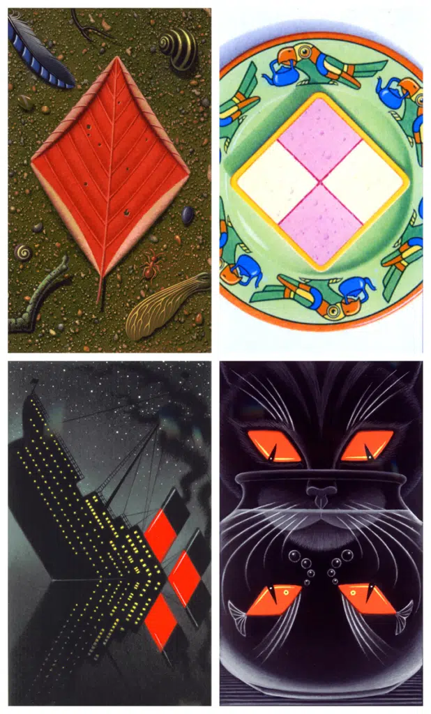 4 illustrated playing cards