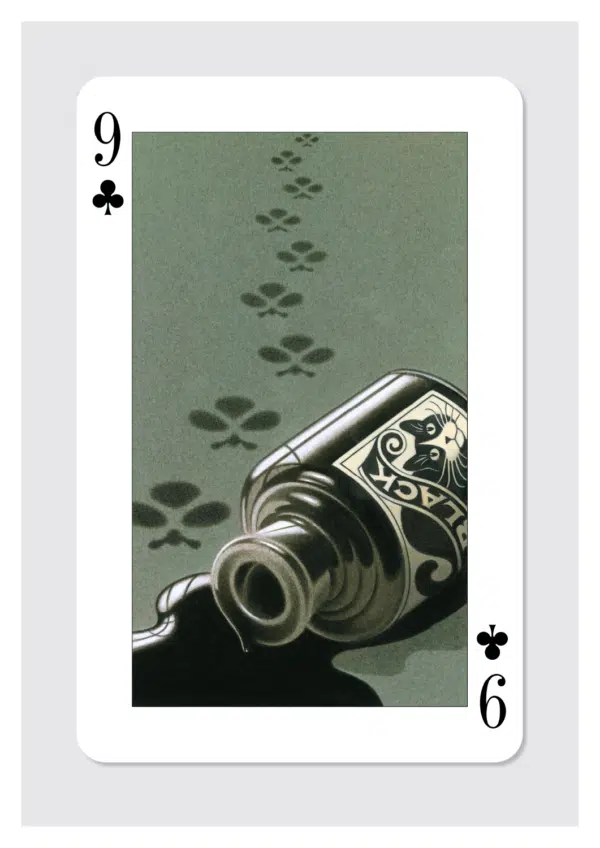 nine of clubs illustrated playing card
